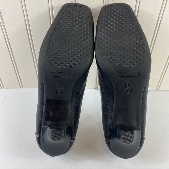 Aerosoles Black Leather Hi Power Square Toe Heeled Loafer 2” Heel Pump Sz 10 - Picture 11 of 14